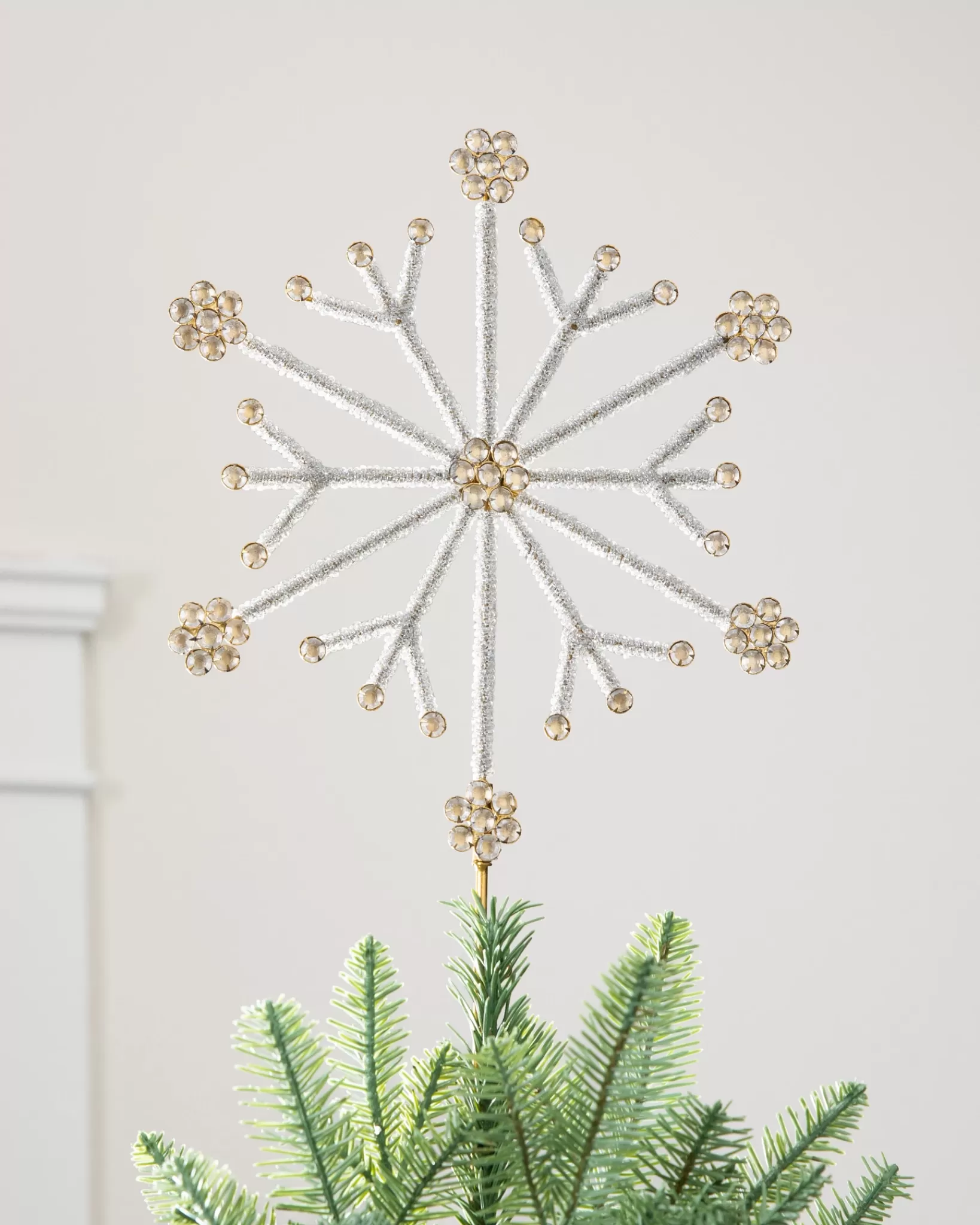 Outlet Beaded Snowflake Christmas Tree Toppers Toppers