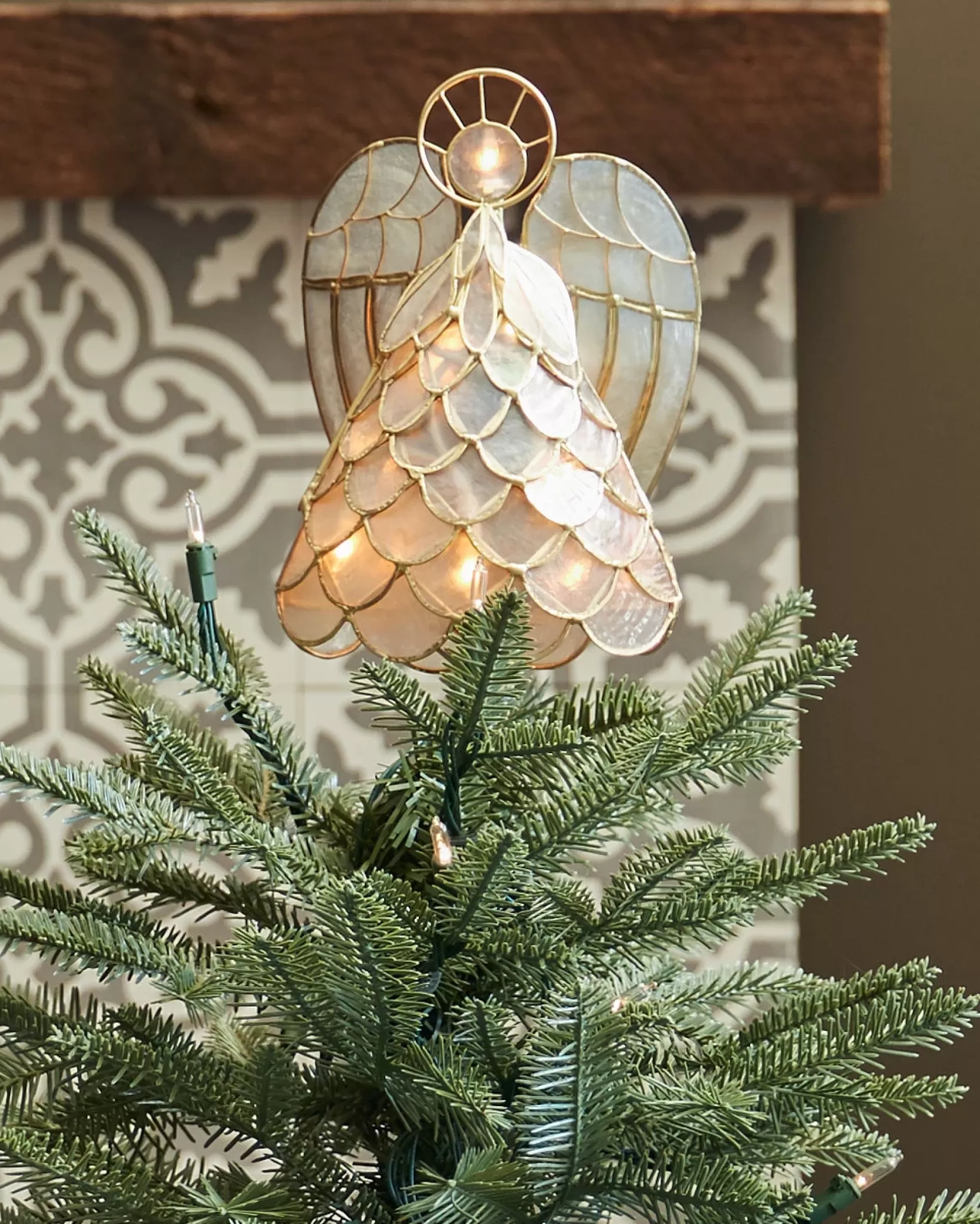 Clearance Capiz Angel Lighted Tree Toppers Toppers