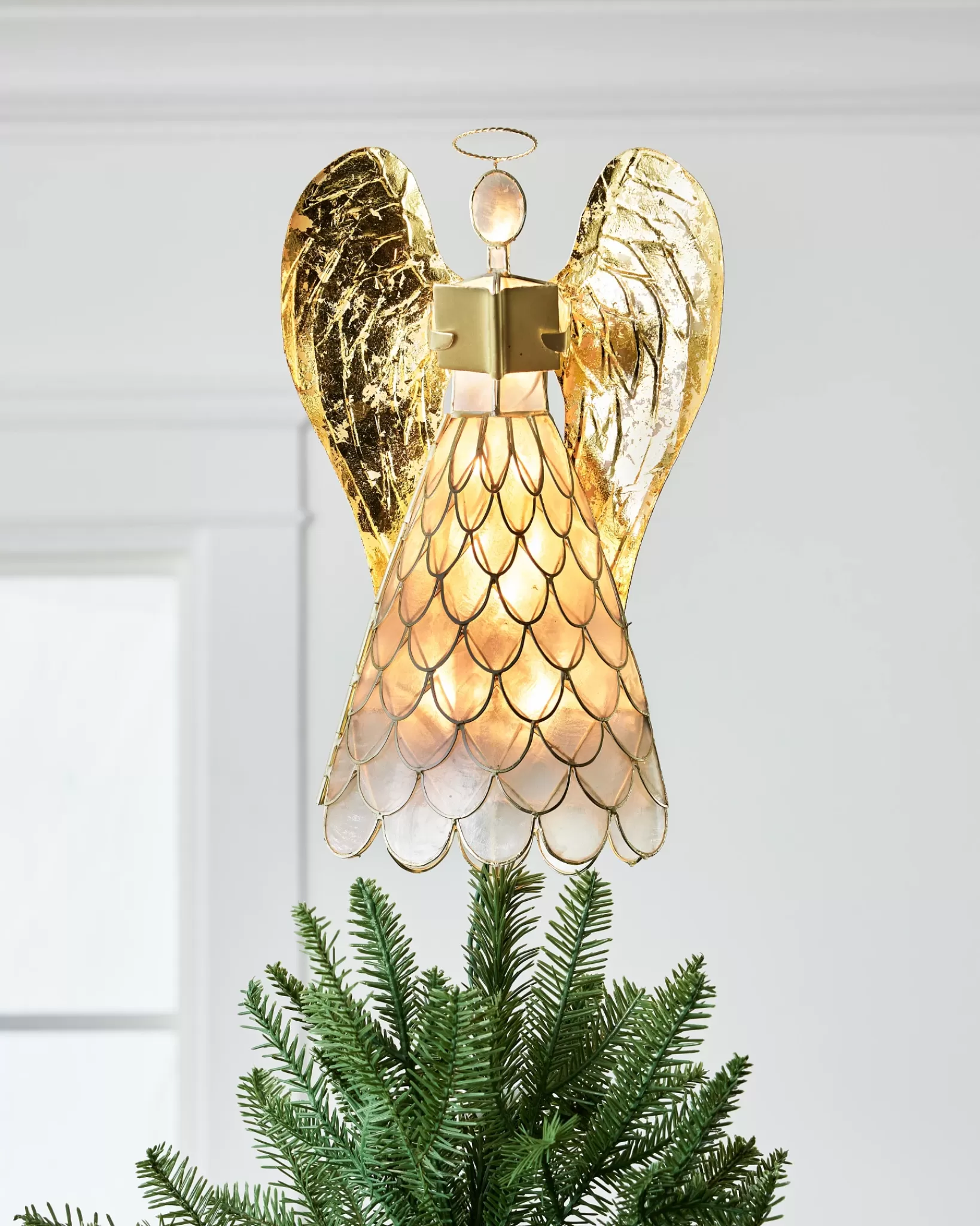 Clearance Capiz Angel Lighted Tree Toppers Toppers