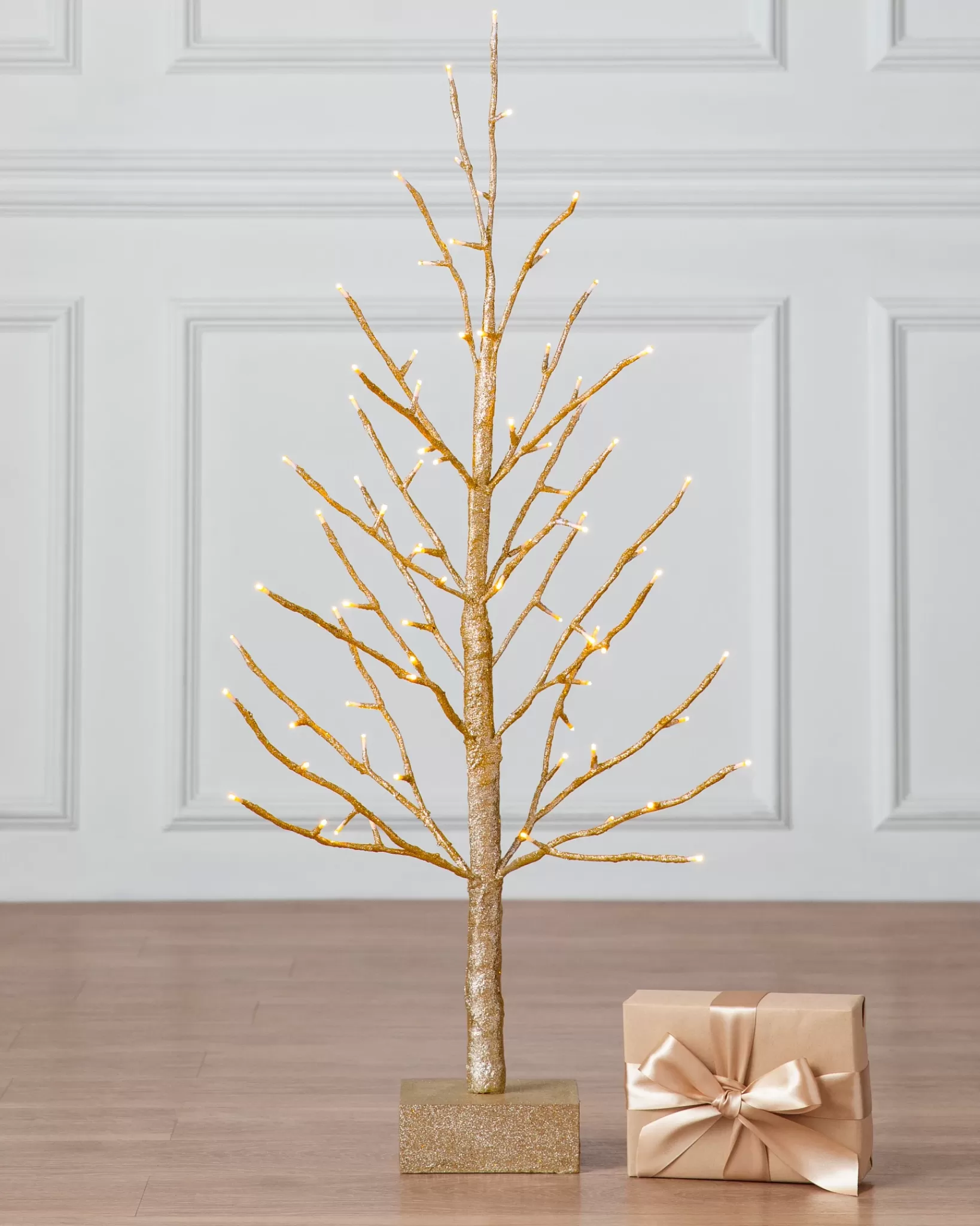 Fashion Lit Champagne Glitter LED Trees Tabletop & Accent Trees