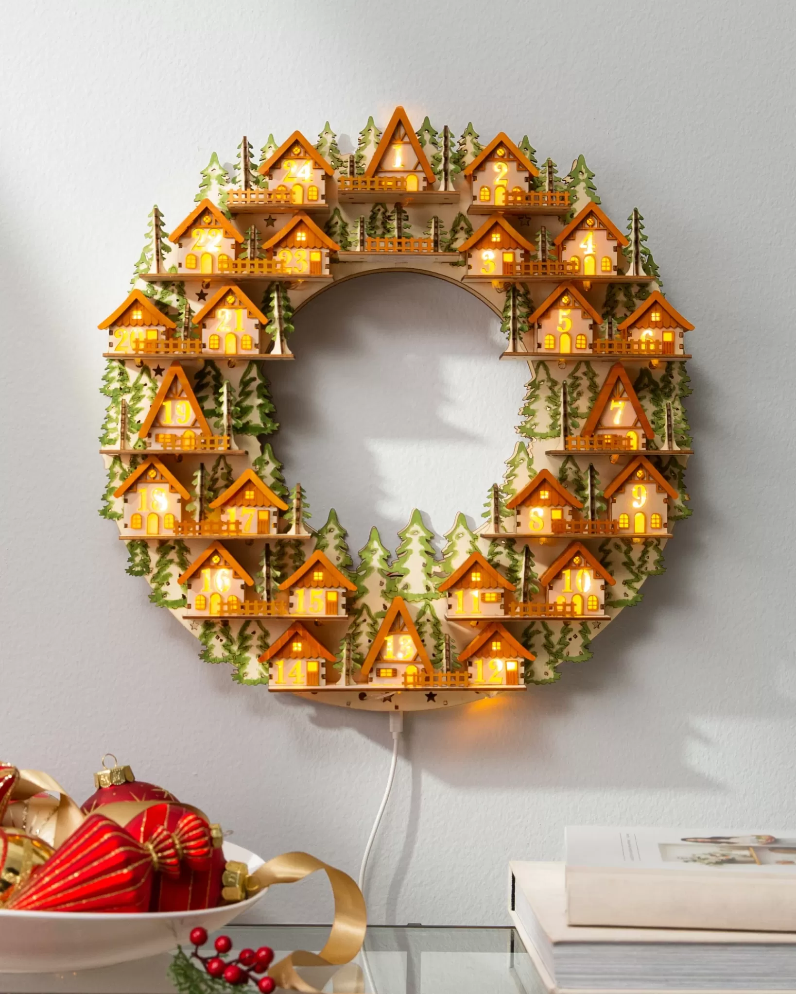 Flash Sale Lit Wooden Advent Wreaths Decorative Accents | Advent Calendars