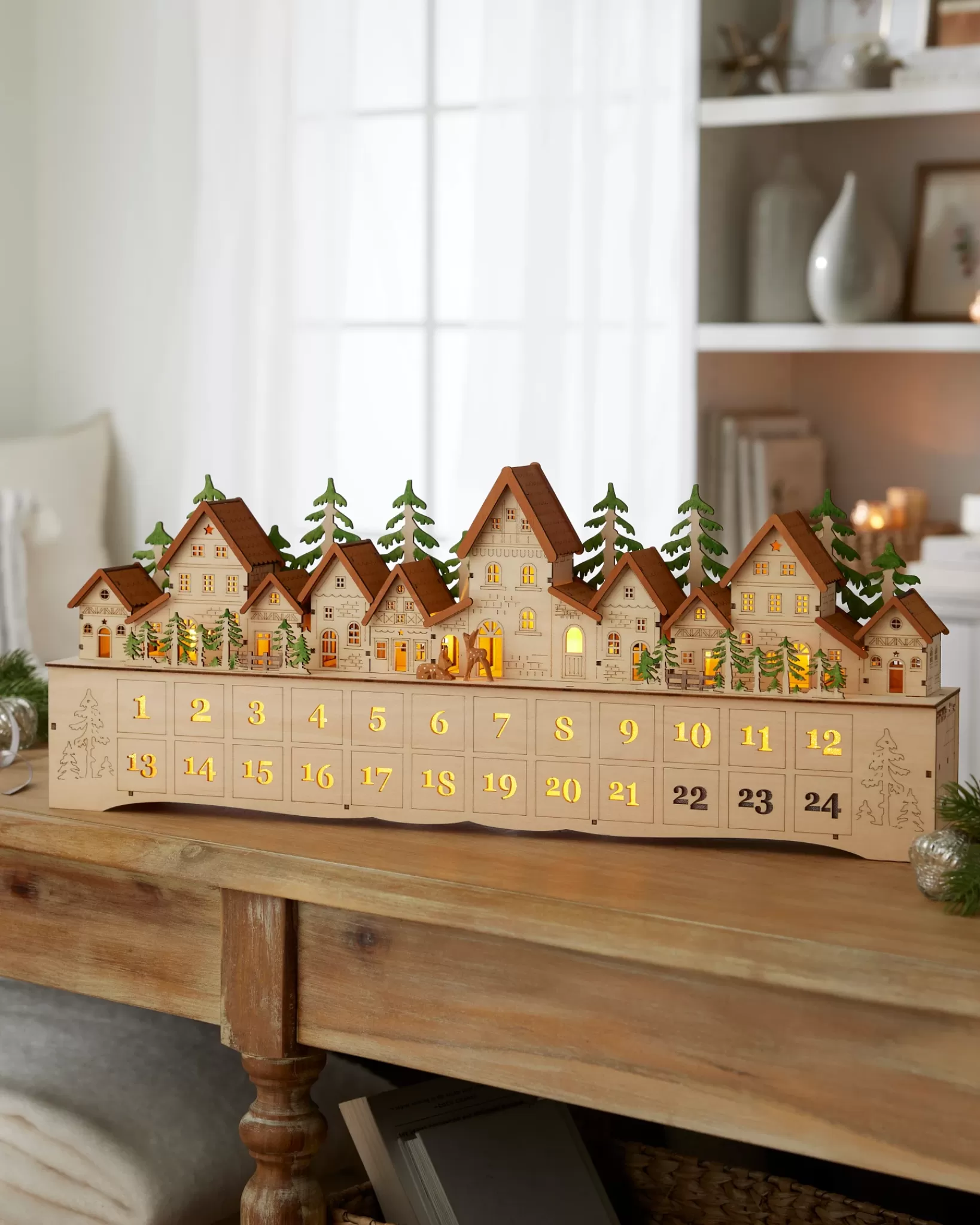 Flash Sale Lit Wooden Christmas Advent Calendars Decorative Accents | Gifts For Christmas