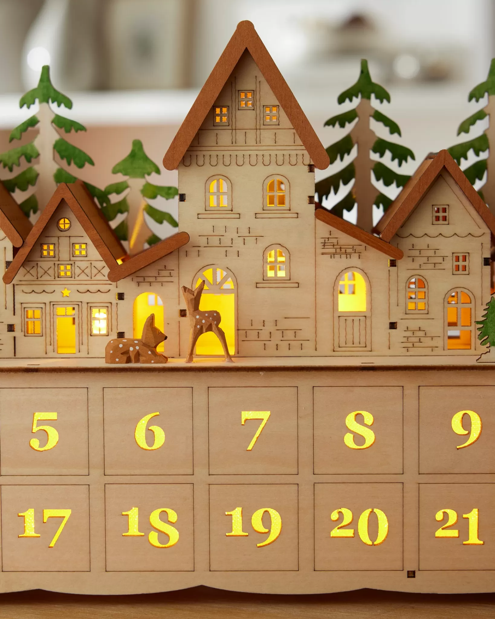 Flash Sale Lit Wooden Christmas Advent Calendars Decorative Accents | Gifts For Christmas