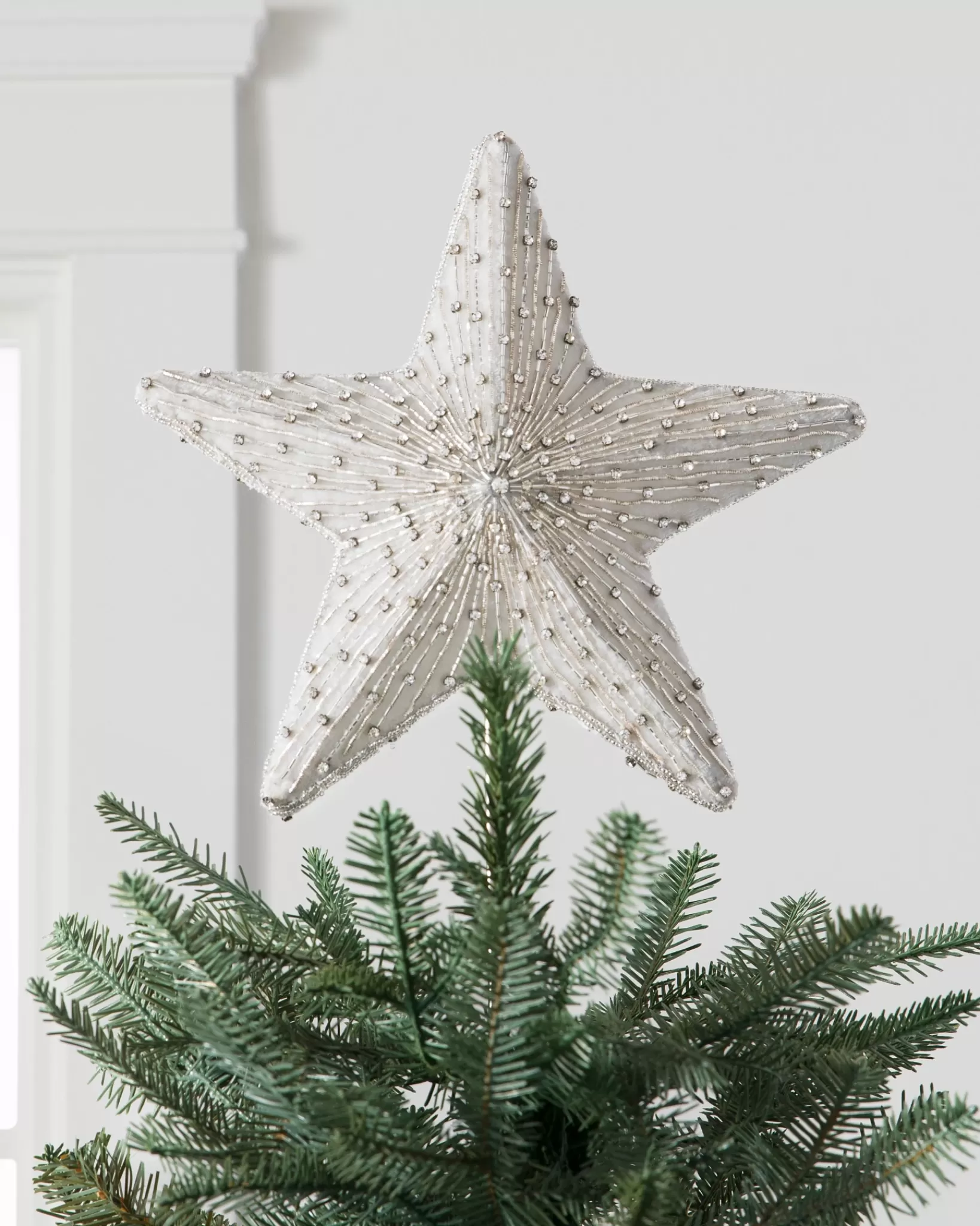 Fashion Radiant Star Beaded Christmas Tree Topper Toppers