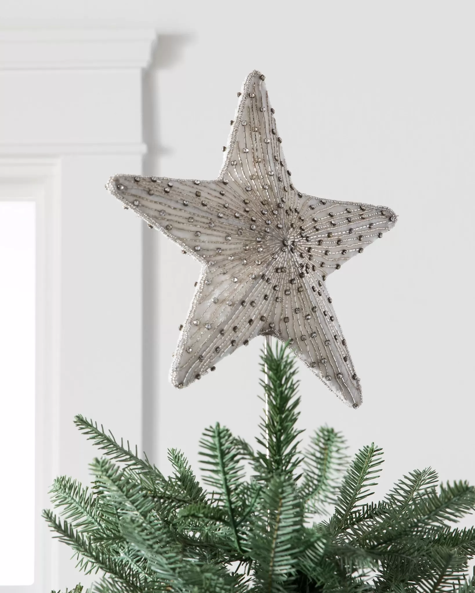 Fashion Radiant Star Beaded Christmas Tree Topper Toppers