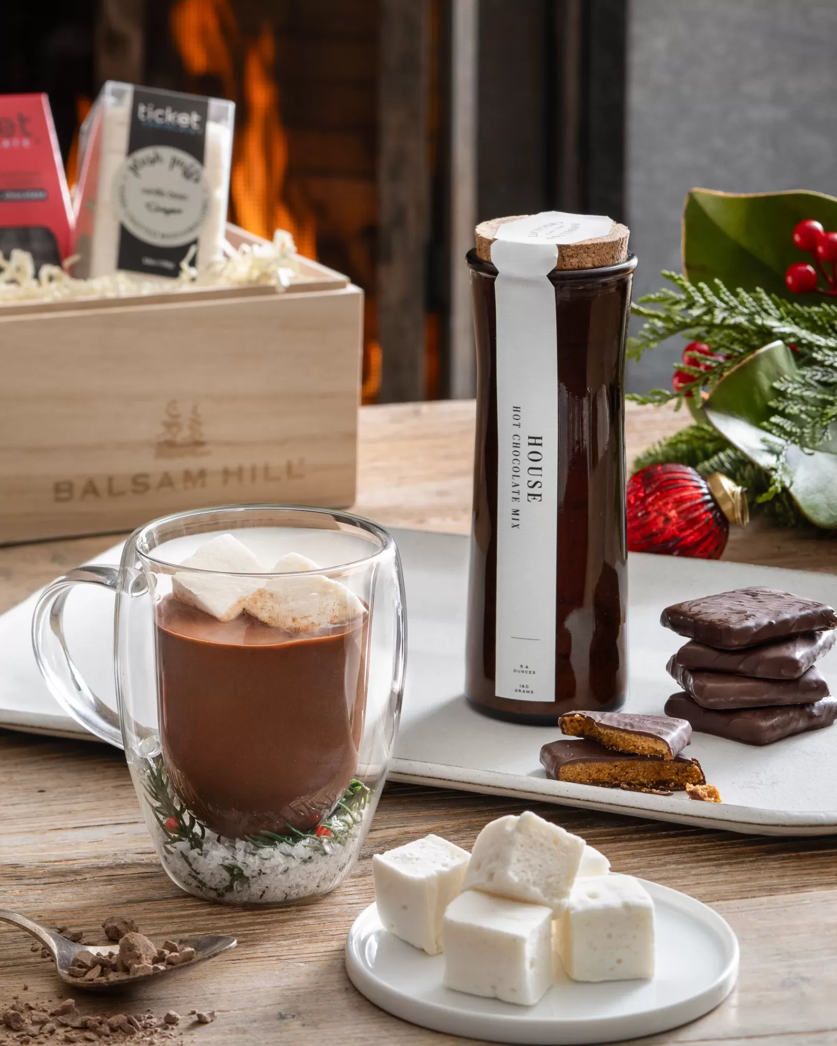 Cheap Snowy Cocoa Gift Box Platters & Drinkware | Holiday Gourmet Gifts